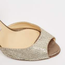 Pre Owned Jimmy Choo Silver Glitter Logan Pumps Size 40