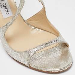 Jimmy Choo Silver Leather Lang Ankle Strap  Sandals Size 41