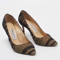 Jimmy Choo Black Leather and Mesh Romy Pointed Toe Pumps Size 36