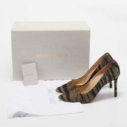 Jimmy Choo Black Leather and Mesh Romy Pointed Toe Pumps Size 36