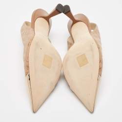 Pre Owned Jimmy Choo Brown Logo Embossed Leather Liya Pointed Toe Slingback Pumps Size 41