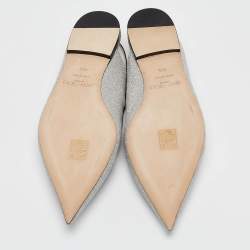 مملوكة مسبقًا Jimmy Choo Silver Glitter Slingback Flat Sandals Size 39.5