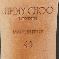 Pre Owned Jimmy Choo Black Leather Lamba Cube Studded T-Strap Sandals Size 40