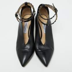 Jimmy Choo Black Studs Leather Ankle Strap Pumps Size 40