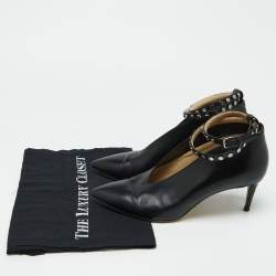 Jimmy Choo Black Studs Leather Ankle Strap Pumps Size 40