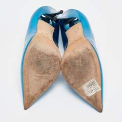 Pre Owned Jimmy Choo Blue Patent Romy Pointed Toe Pumps Size 38