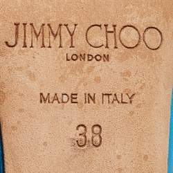 Pre Owned Jimmy Choo Blue Patent Romy Pointed Toe Pumps Size 38