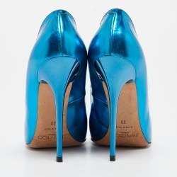 Pre Owned Jimmy Choo Blue Patent Romy Pointed Toe Pumps Size 38