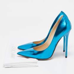 Pre Owned Jimmy Choo Blue Patent Romy Pointed Toe Pumps Size 38