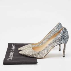 Pre Owned Jimmy Choo Two Tone Coarse Glitter Romy Pumps Size 37