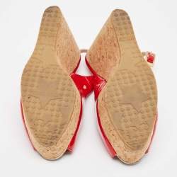 Pre Owned Jimmy Choo Red Patent Leather Prova Wedge Sandals Size 38