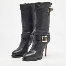 Jimmy Choo Black Leather Ankle Boots Size 38.5 