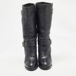 Jimmy Choo Black Leather Ankle Boots Size 38.5 