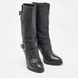 Jimmy Choo Black Leather Ankle Boots Size 38.5 