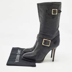 Jimmy Choo Black Leather Ankle Boots Size 38.5 