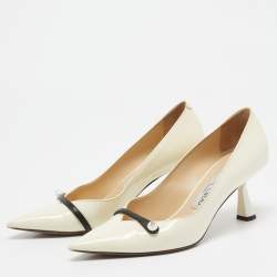 Pre Owned Jimmy Choo Cream Patent Leather Rosalia Pumps Size 36