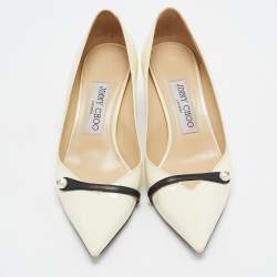Pre Owned Jimmy Choo Cream Patent Leather Rosalia Pumps Size 36