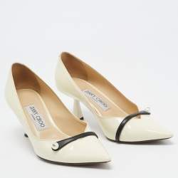Pre Owned Jimmy Choo Cream Patent Leather Rosalia Pumps Size 36