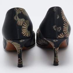 Pre Owned Jimmy Choo Black Printed Satin Pointed Toe Pumps Size 38