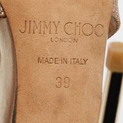 مملوكة مسبقًا Jimmy Choo Gold Coarse Glitter Ankle Strap Sandals Size 39
