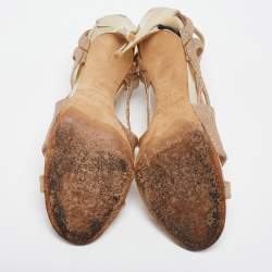 مملوكة مسبقًا Jimmy Choo Gold Coarse Glitter Ankle Strap Sandals Size 39