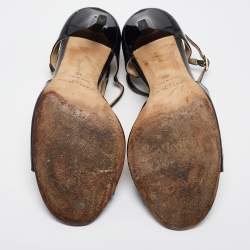 Pre Owned Jimmy Choo Black Patent Leather Lance Sandals Size 39