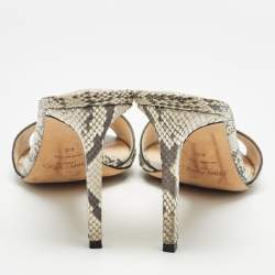 Pre Owned Jimmy Choo Brown/Beige Python Stacey Slide Sandals Size 40