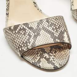 Pre Owned Jimmy Choo Brown/Beige Python Stacey Slide Sandals Size 40