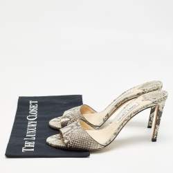 Pre Owned Jimmy Choo Brown/Beige Python Stacey Slide Sandals Size 40