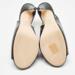 Pre Owned Jimmy Choo Black/Yellow Texture Leather Slingback Sandals Size 39.5