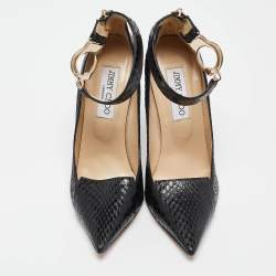 Jimmy Choo Black Python Hand Cuff Pumps Size 36.5