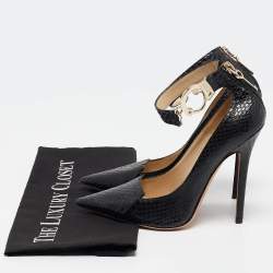 Jimmy Choo Black Python Hand Cuff Pumps Size 36.5