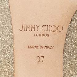 Pre Owned Jimmy Choo Gold Glitter Crystal Embellished Romy Pumps Size 37