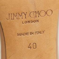Pre Owned Jimmy Choo Beige Leather Stacey Slide Sandals Size 40