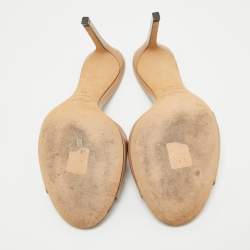 Pre Owned Jimmy Choo Beige Leather Stacey Slide Sandals Size 40