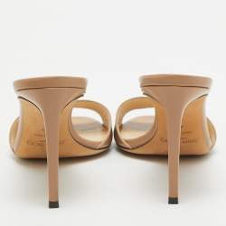 Pre Owned Jimmy Choo Beige Leather Stacey Slide Sandals Size 40