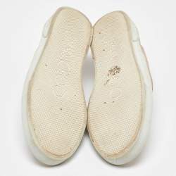 Jimmy Choo Beige Python Embossed Leather Slip On Sneakers Size 35