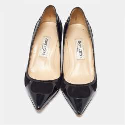 Pre Owned Jimmy Choo Black Suede and Patent Leather Pointed Toe Pumps Size 38.5