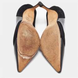 Pre Owned Jimmy Choo Black Suede and Patent Leather Pointed Toe Pumps Size 38.5