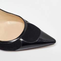 Pre Owned Jimmy Choo Black Suede and Patent Leather Pointed Toe Pumps Size 38.5