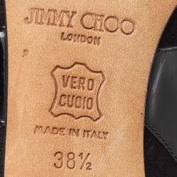 Pre Owned Jimmy Choo Black Suede and Patent Leather Pointed Toe Pumps Size 38.5