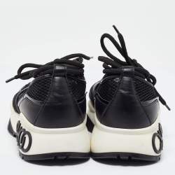 Pre Owned Jimmy Choo Black Leather and Mesh Sneakers Size 41