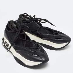 Pre Owned Jimmy Choo Black Leather and Mesh Sneakers Size 41