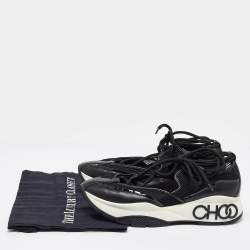 Pre Owned Jimmy Choo Black Leather and Mesh Sneakers Size 41