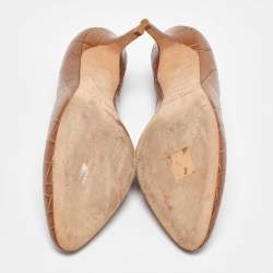 Pre Owned Jimmy Choo Brown Croc Embossed Leather Pumps Size 38.5