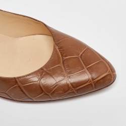 Pre Owned Jimmy Choo Brown Croc Embossed Leather Pumps Size 38.5