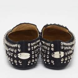 Jimmy Choo Black Suede Wheel Crystal Studded Smoking Slippers Size 35