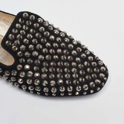 Jimmy Choo Black Suede Wheel Crystal Studded Smoking Slippers Size 35