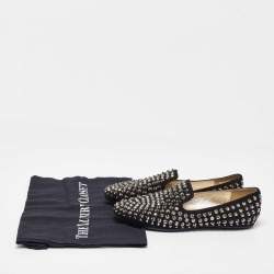 Jimmy Choo Black Suede Wheel Crystal Studded Smoking Slippers Size 35