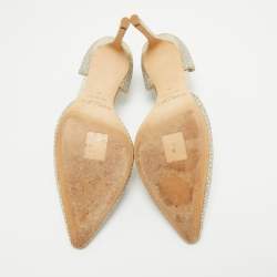 مملوكة مسبقًا حذاء كعب عالي جيمي تشو إستر غليتر فضي مقدمة مدببة مقاس 36